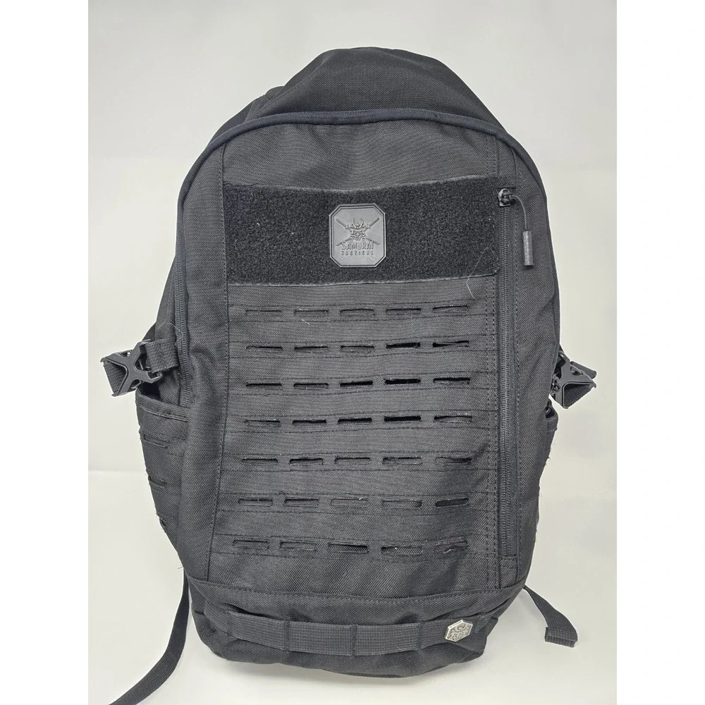 Samurai Tactical Backpack Black MOLLE Storage Laptop Compartment Good Condition